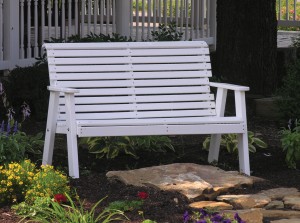 4'-Plain-Bench-WH Amish Made Plain Back Polywood Outdoor Bench