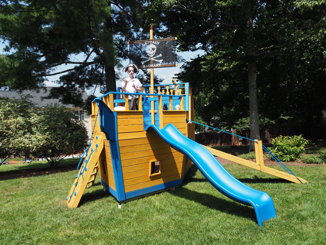 Pirate ship playhouse delivered for a wish kid