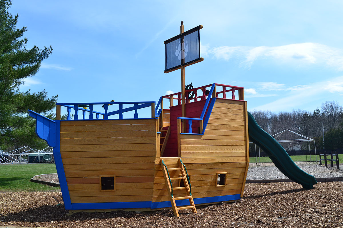 Pirate ship playground set at a day camp