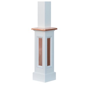 Copper accents on a raised-panel base