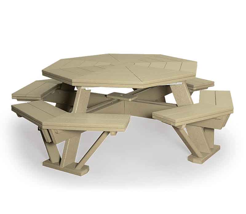 52in Poly Octagon Picnic Table with Benches