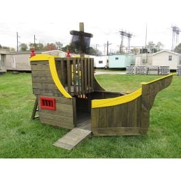 Amish Made Itty Bitty Wooden Pirate Ship Play Set