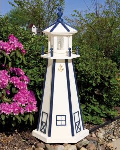 Amish Poly Lighthouse - White with Navy Blue Trim
