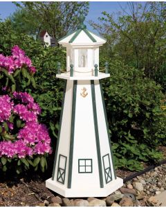 Amish Poly Lighthouse - White with Green Trim