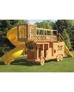 Amish Made Wooden Ladder Fire Truck Playground Set