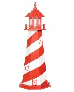Amish Wooden Cape Hatteras Lighthouse - Cardinal Red and White
