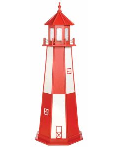 Amish Wooden Cape Henry Lighthouse - Cardinal Red and White