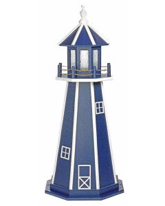Amish Wooden Painted Lighthouse - Patriot Blue and White