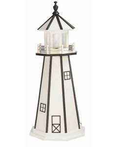 Amish Wooden Painted Lighthouse - White and Black