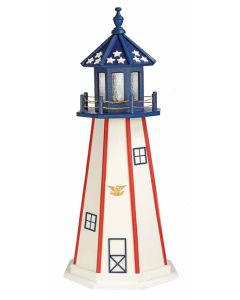 Amish Wooden Patriotic Stars and Stripes Lighthouse