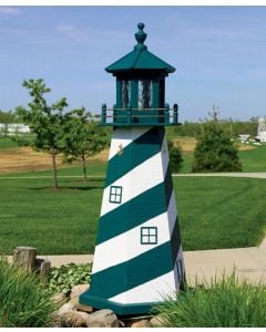 Amish Wooden Cape Hatteras Lighthouse - Hunter Green and White