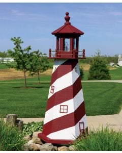 Amish Wooden Cape Hatteras Lighthouse - Red and White