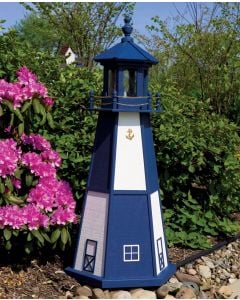 Amish Wooden Cape Henry Lighthouse - Navy Blue and White