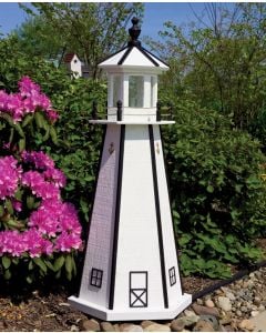 Amish Wooden Painted Lighthouse - White and Black