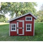 Amish EZ-fit Playhouse Kit, red with tan trim, front view