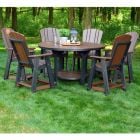 Amish Made Poly Heritage 7 Piece 60in Pub Table & Balcony Chairs Set - Tudor Brown on Black