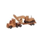 Amish Made Wooden Toy Low Boy Truck w/ Excavator