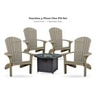 Amish Poly SeaAira 5-Piece Fire Pit Set - Round Fire Pit and 4 Adirondack Chairs