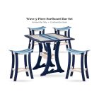 Amish Poly Wave 5-Piece Surfboard Patio Bar Set - Surfboard Bar Table and 4 Surfboard Bar Stools