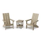 Freedom 3-Piece Modern Adirondack Set with Side Table in Weathered Wood