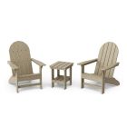 Freedom 3-Piece Traditional Adirondack Set with Side Table in Weathered Wood
