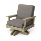 Heritage Deep Seating Swivel Chair in Weathered Wood with Bliss Smoke cushions