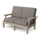 Heritage Deep Seating Love Seat in Weathered Wood with Bliss Smoke cushions