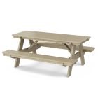 Heritage 72" Picnic Table with Attached Benches in Weathered Wood