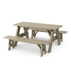 Heritage 72" Picnic Table with Detached Benches in Weathered Wood