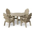 Classic 5-Piece 46" Round Dining Set with Deck Chairs in Weathered Wood