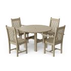 Classic 5-Piece 46" Round Dining Set with Dining Chairs in Weathered Wood