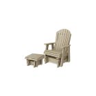 Heritage Adirondack Glider Chair with Ottoman Set in Weathered Wood