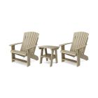 Heritage 3-Piece Adirondack Chair Set with Side Table in Weathered Wood
