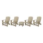 Heritage 5-Piece Adirondack Chair Conversation Set in Weathered Wood