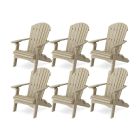 Heritage Folding Adirondack Chairs Set of 6 in Weathered Wood
