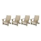 Contemporary Modern Adirondack Chairs Set of 4 in Weathered Wood