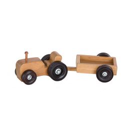 Small tractor and wagon in harvest