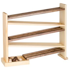 Amish Made Wooden Toy Double Ball Roller Racetrack - Walnut & Natural