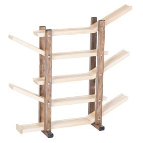 Amish Wooden Toy Single Car Roller Racetrack - Walnut & Natural