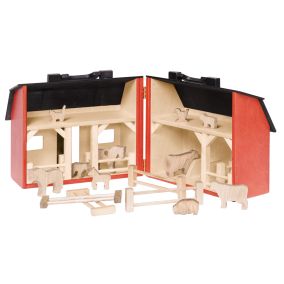 Amish Made Wooden Toy Folding Barn - Red
