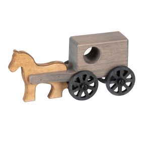 Amish Made Wooden Small Toy Horse & Buggy - Gray