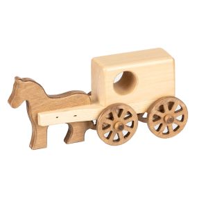 Amish Made Wooden Small Toy Horse & Buggy - Natural