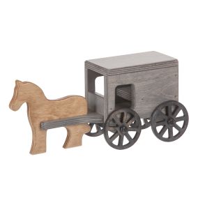 Amish Made Wooden Toy Horse & Buggy - Black & Gray