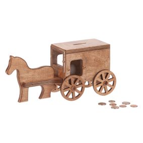 Amish Made Wooden Horse & Buggy Bank - Harvest