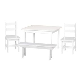 Amish Made Kid's Table Set with 2 Chairs and 1 Bench - White