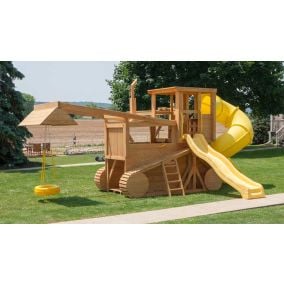 Amish Made 23x12 ft Bulldozer and Backhoe Playground Set with Upgrades
