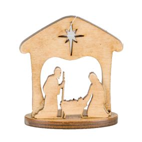 Amish Made Wooden Manger Scene - 3 Inch - Harvest