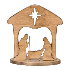 Amish Made Wooden Manger Scene - 7 Inch - Harvest