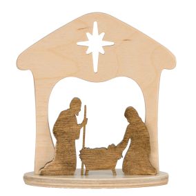 Amish Made Wooden Manger Scene - 7 Inch - Harvest & Natural