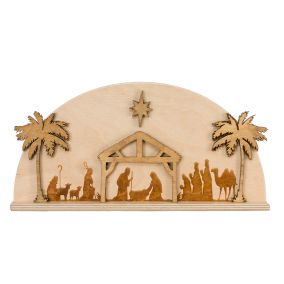Amish Made Wooden Arched Nativity - 13 Inch - Harvest & Natural